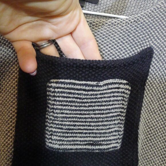 Chris Triola Chest Pocket Knit Cotton Sweater - Black/Tan - Picture 3 of 6